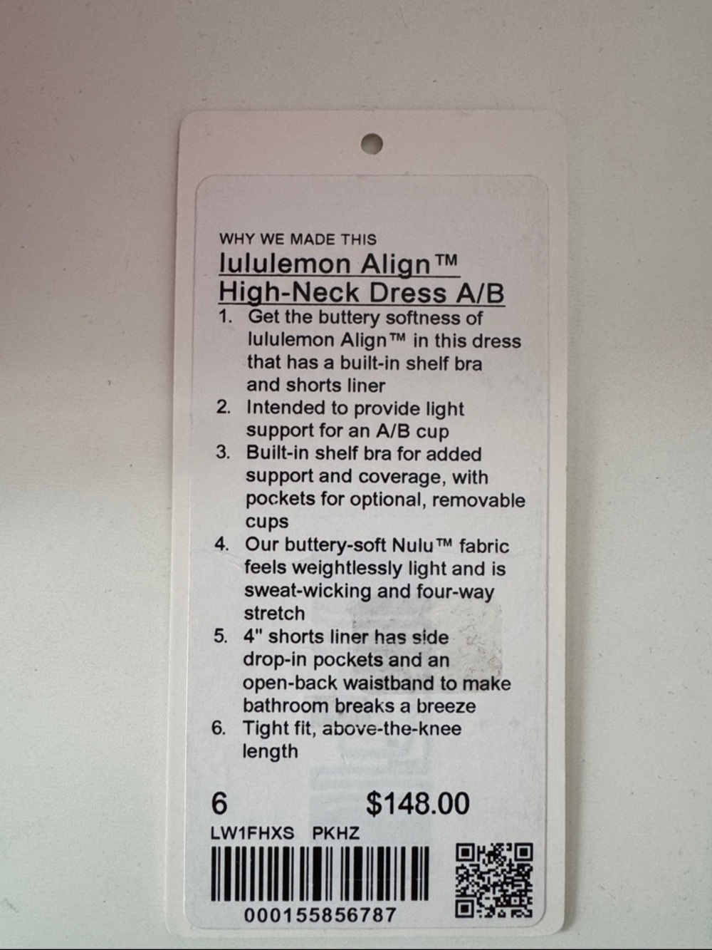 Lululemon Align High-Neck Dress *Light Support, A/B Cup Pink Haze Size 6 - Picture 11 of 11